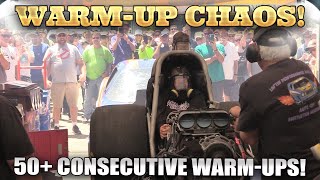 WarmUp CHAOS 50 Consecutive Warm Ups Funny Car Chaos  Nitro Chaos [upl. by Milda]