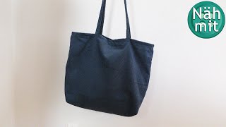 Tragetasche aus Cord nähen  Shopping Bag mit Magnetverschluss  Näh mit mir [upl. by Iral]