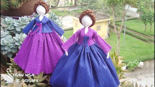 DIY crepe paper Korean doll tutorial  making doll  tutorial de boneca coreana de papel crepom [upl. by Leiruh366]