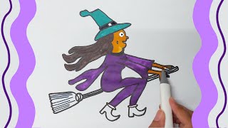 How to Draw a Halloween Witch🧹 Easy Halloween Drawing For KidsDrawingColoring drawing halloween [upl. by Skutchan]