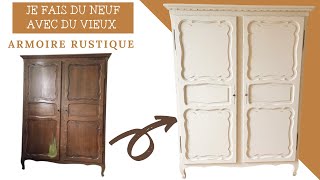 DIY ➩ JE FAIS DU NEUF AVEC DU VIEUX 🙌🏼 ☞ ARMOIRE RUSTIQUE Effet patiné ⇾ céruse [upl. by Otilesoj209]