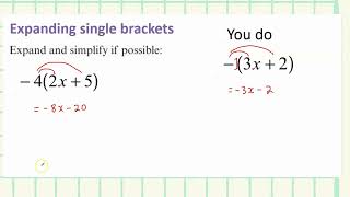 Expanding single brackets lesson 1 [upl. by Leber]