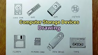 Computer storage devices drawingHow to draw storage devices of computer [upl. by Etsirhc]