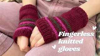 How to knit fingerless gloves I Simple fairisle pattern I Flat knitting [upl. by Hitoshi109]