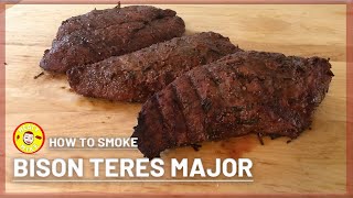 Smoked BISON TERES MAJOR on the Po Man Grill  How to Smoke Bison [upl. by Adniroc]