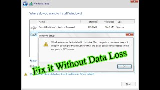 windows cannot be installed to this disk this computer hardware may not support booting to this disk [upl. by Kabob]