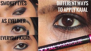 How to Apply Kajal in Different Ways  Create smokey eyes eyelinereveryday Looks Using Kajal [upl. by Samuele16]