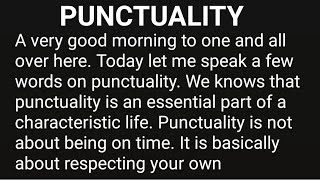 Speech on Punctuality  Short speech on punctuality in English  Importance of Punctuality [upl. by Akinahc749]