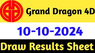 10102024 Grand Dragon Today 4D Results  4d Malaysia Live Today  Today 4d Result Live [upl. by Alleuol]