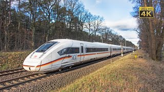 Rail traffic and 200 kmh Hanover  Hamburg  Germany ICE highspeed trains 4K [upl. by Annaeel]