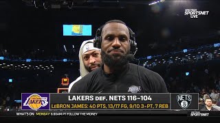 LeBron James PostGame Interview  Los Angeles Lakers vs Brooklyn Nets [upl. by Silvio]