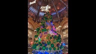 vitrines et sapin de Noël aux Galeries Lafayette 2018 PARIS [upl. by Ferriter921]