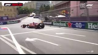 Charles Leclerc Crashes Causing Red Flag Azerbaijan grand prix 2024 FP1 [upl. by Guod]