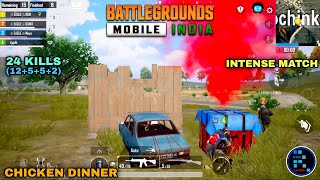 Hindi BGMI  quot24 KILLSquot INTENSE MATCH CHICKEN DINNER [upl. by Rellia]