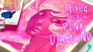 Mixed Media  Pink Diamond from Steven Universe  Jane Davenport Gesso  Prismacolor Colored Pencils [upl. by Gavriella]