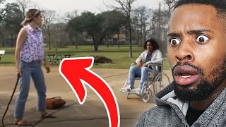 RACIST KAREN WHIPS BOY FOR BEING DISABLED [upl. by Hoehne391]