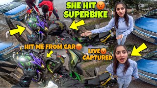 SHE HIT MY HULK😨 With Car  LIVE CAPTURED in CAMERA Kawasaki H2r [upl. by Yarb]