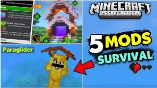 Top 5 Survival MODS for Minecraft PE Bedrock Edition  BEST Survival MODS For MCPE 121🥳 [upl. by Allveta]