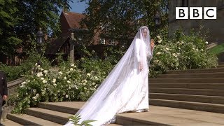 Beautiful Meghan Markle arrives in exquisite wedding dress  The Royal Wedding  BBC [upl. by Adnamaa]