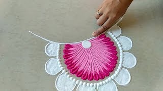 Easy and unique freehand rangoli design [upl. by Riess]