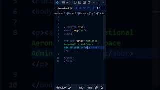 Abbr Tag in HTML shorts trending reels html viral chatgpt css htmltutorial tutorial [upl. by Keldah352]