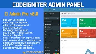 CodeIgniter Admin Panel [upl. by Enirehtakyram]