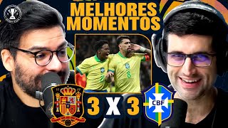 BRASIL GARFADO MENINO ENDRICK ILUMINADO DORIVAL EMBRAZADO react Espanha 3 X 3 Brasil [upl. by Noiraa]