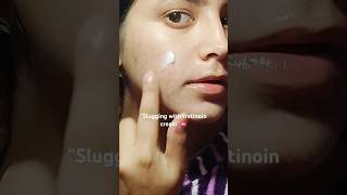 Slugging with tretinoin 001℅ gel overnight  nightcare routineskincaretretinoinacnemarksmakeup [upl. by Assyral]