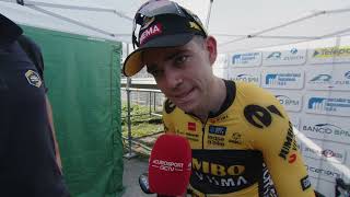 Wout van Aert  Interview at the finish  Coppa Bernocchi  GP Banco BPM 2023 [upl. by Nnaoj]