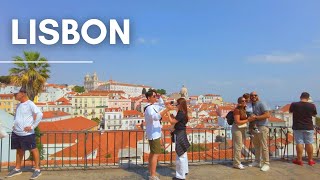 A Lot of Tourists in Lisbon  Lisbon Portugal Walking Tour [upl. by Latrena]