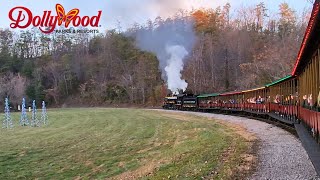 4K Dollywood Express AT DUSK 2023 during Smoky Mountain Christmas Full Steam Train Ride POV [upl. by Allenotna]