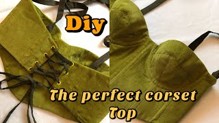 How to make a corset top  diy trendy corset top  corset top with cups [upl. by Wiatt3]