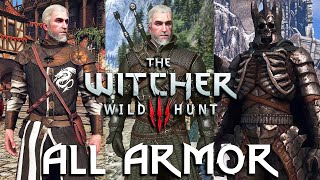 THE WITCHER 3  All Armor Showcase main game  DLC  mods 4K [upl. by Marsiella540]