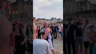 Tyson Fury Training amp Singing on Morecambe Beach seafront [upl. by Nolur]