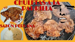 Chuleta de cerdo a la parrilla jugoso  Sazón Peruana [upl. by Nodnas]