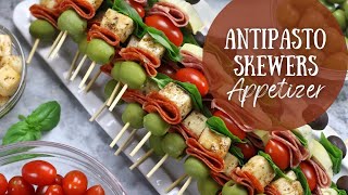 Antipasto Skewers  Easy Cold Italian Appetizer Affordable Make Ahead Party Recipe [upl. by Lisandra]