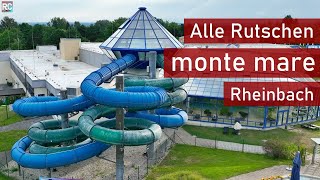 monte mare Rheinbach  Alle Rutschen 4K  All Water Slides [upl. by Zackariah]