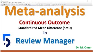 Meta analysis for continuous outcome using Standardized Mean Difference SMD in Review Manager RevMan [upl. by Messab203]