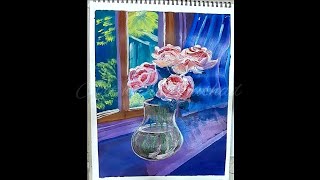 Beautiful flower vase painting 🖼 😍 ✨️ Acrylic painting tutorial ✨️ [upl. by Lombardy]