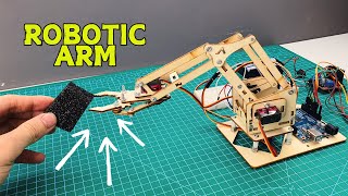 Wooden Robotic Arm with Arduino [upl. by Eelrefinnej]