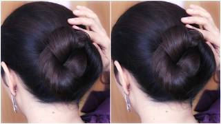 Best amp Easy ✨ Simple Low Bun Hairstyle Girl For Long Hair  Simple Quick Updo Hairstyle For Women [upl. by Burnham]