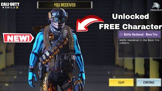 How to Get FREE Battle Hardened  Neon Fire Character in 2023 Cod Mobile [upl. by Milissent]