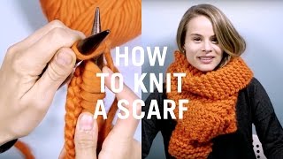 How to Knit a Scarf  Step by Step Tutorial for Beginners [upl. by Eintirb]