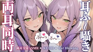 【ASMRKU100】分身した２人が両耳同時に耳ふーで寝かしつけ♡Ear blowing in both ears【沙汰ナキア睡眠導入】 [upl. by Sauncho63]