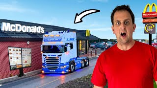 TAKING MY SCANIA V8 TO McDONALD’S DRIVE THRU  truckertim [upl. by Seiter963]