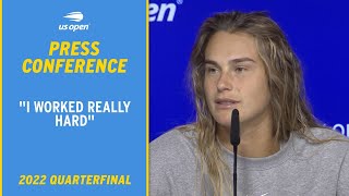 Aryna Sabalenka Press Conference  2022 US Open Quarterfinal [upl. by Anyer]