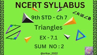 quadrilateral  NCERT Syllabus  Class 9  CH 7 Triangles  Ex 71  QNo  2 srikar2022 [upl. by Anaud462]