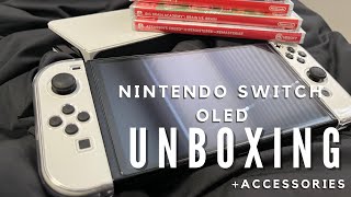 Nintendo Switch OLED UNBOXING  Accessories [upl. by Sirak]