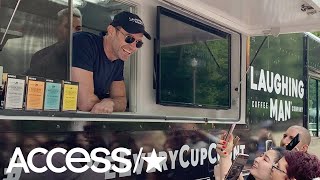 Hugh Jackman Surprises Fans amp Personally Serves Up Coffee [upl. by Amadas]