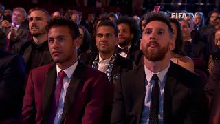 watch Cristiano Ronaldo world’s best player Speech and the reaction of Messi and Neymar [upl. by Mullane]